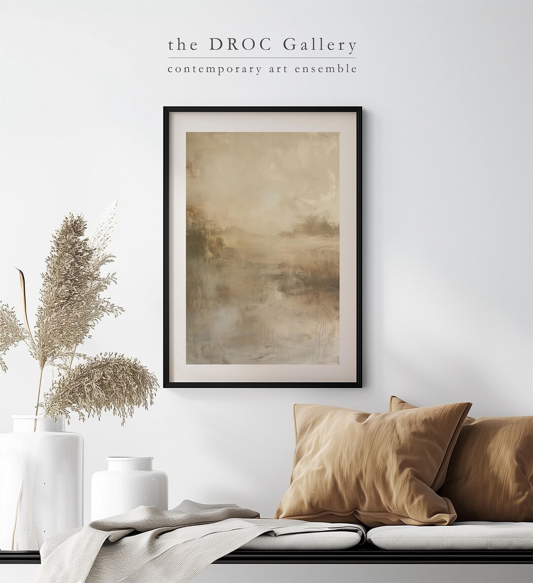 Neutral Abstract Landscape Wall Art, Beige Minimal Painting Print, Soft ...