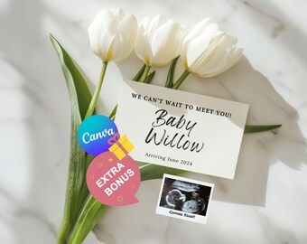 Minimalist Gender Neutral Pregnancy Announcement, Social Media Baby Reveal (Digital Download)