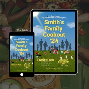 EDITABLE Family Cookout Invitation, Family Reunion, Community Park Event, Church Event, Labor Day, 4th of July, Memorial Day, MLK Day