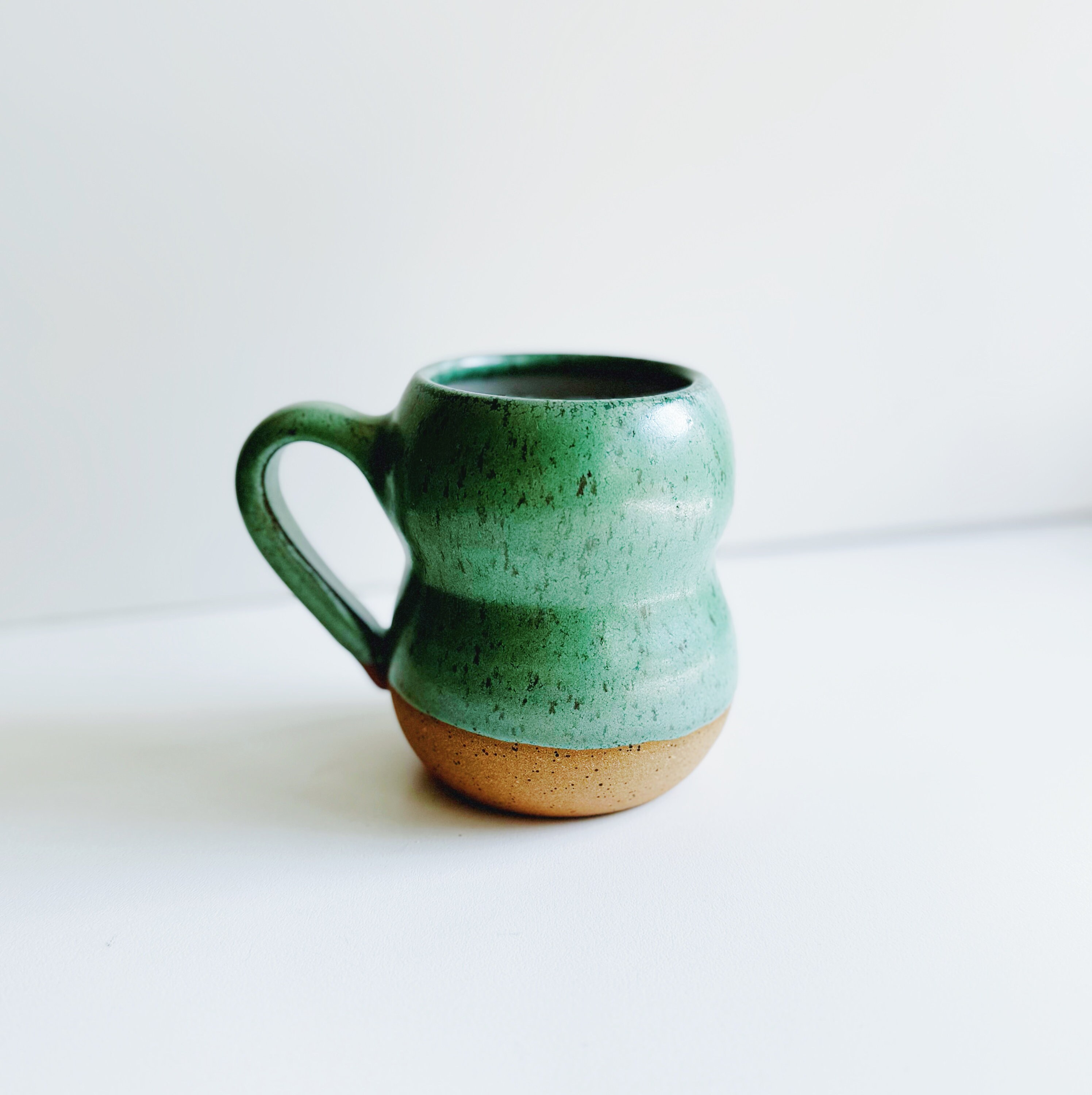 Ceramic Sea Glass Green Bubble Mug, Wheel Thrown Green Coffee Cup ...