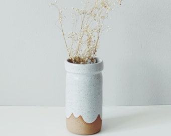 White Cloud Ceramic Vase, speckled white pottery vase, small ceramic bottle vase, wheel thrown pottery vase flower vase