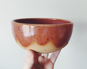 Rusty Rose Ceramic Cloud Ice Cream Bowl, pink ceramic bowl, bowl with wax resist, pottery bowl, ceramic cereal bowl ice cream bowl