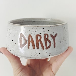 PREORDER: Customized Dog Bowl, white ceramic dog bowl, personalized pet bowl custom dog name pottery bowl ceramic pet bowl the Lulu bird image 8