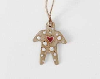 Handmade Ceramic Gingerbread Man Ornament, clay ornament, speckled ceramic ornament  Christmas decoration Christmas ornament