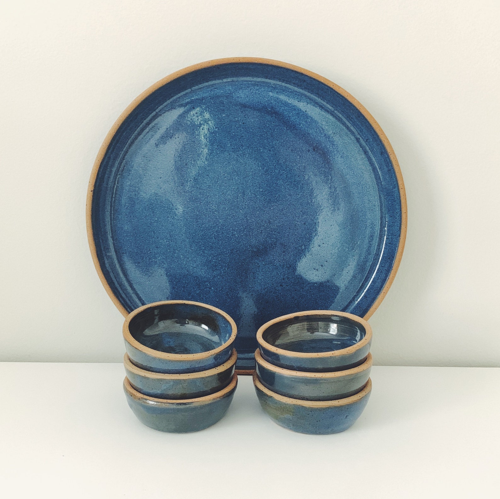 Ceramic Seder Plate Set Handmade seder plate blue pottery Etsy
