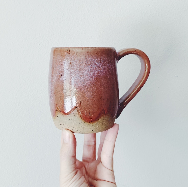 Rusty Rose Cloud Coffee Mug, pink coffee cup pottery mug red mug ceramic mug image 2