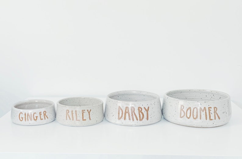 PREORDER: Customized Dog Bowl, white ceramic dog bowl, personalized pet bowl custom dog name pottery bowl ceramic pet bowl the Lulu bird image 10