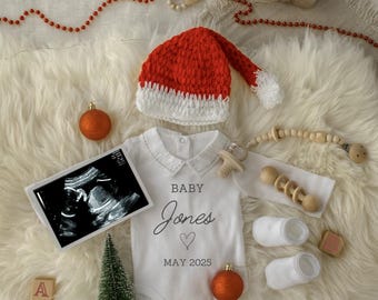 Anuncio de embarazo digital, revelación del género en Navidad, anuncio de bebé minimalista editable, comparta las noticias de su bebé en las redes sociales