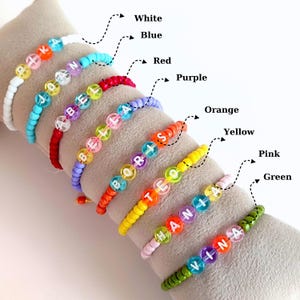 Adjustable Personalized Kids Bracelet with Sliding Knot, Custom Beaded Name Bracelet, Handmade Colorful Gift for Children, Unique Kids Gift