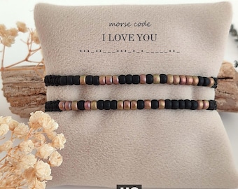 Pulsera de código Morse personalizada para parejas y mejores amigos, ideal para él y para ella, regalo de aniversario o cumpleaños.