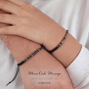 Juego de pulseras de código Morse personalizadas, joyería de amistad ajustable, juego de pulseras de código Morse para mujeres y hombres