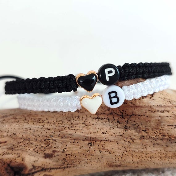 Personalized Matching Letter Bracelet, Custom Initial Macrame