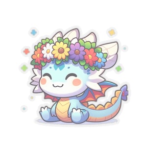 Blue Flower Dragon Sticker