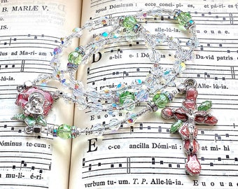 Catholic rosary beads Our Lady of the roses, first communion rosary, confirmation gift, Austrian crystal, Rosenkranz-Atelier