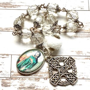 Single decade rosary, open tenner chaplet, Archangel Raphael,  healing prayer, celtic cross, catholic rosary beads, Rosenkranz-Atelier