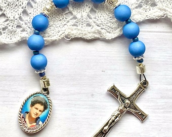 Blessed Carlo Acutis prayer chaplet, handmade, Patron Saint, modern Saint, blue, Niner catholic prayer, catholic gift, Rosenkranz-Atelier