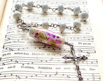 Sterling silver rosary, pocket rosary, single decade catholic rosary, one of a kind catholic art, Peace chaplet,  Rosenkranz-Atelier