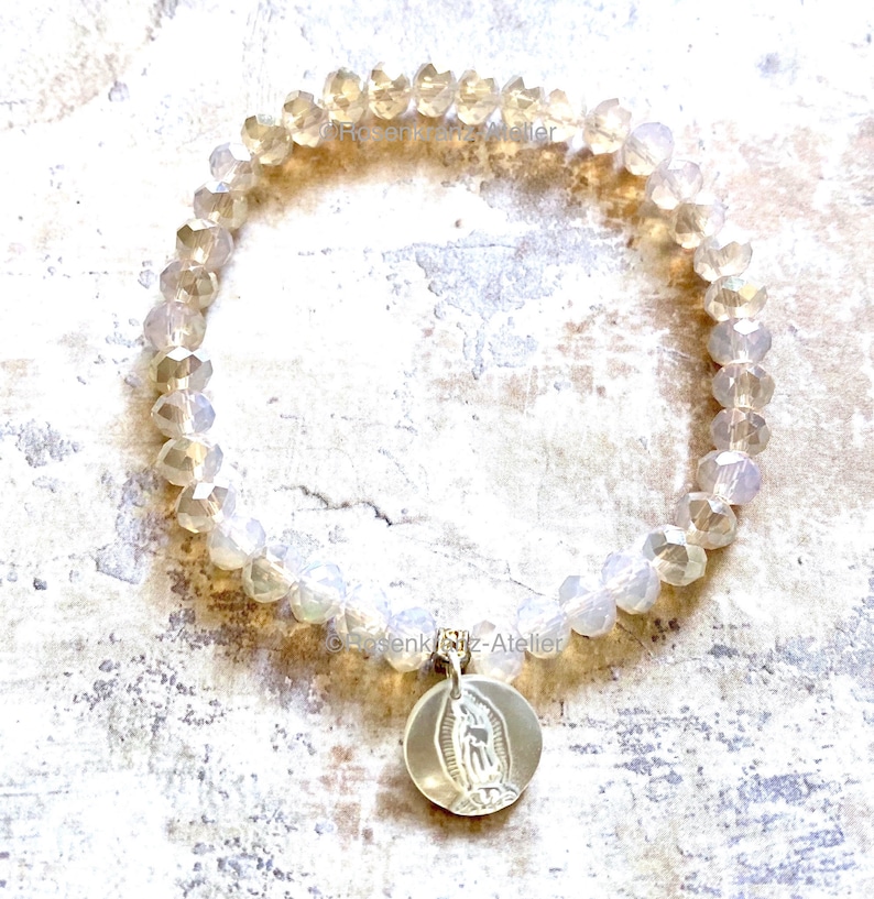 Our Lady of Guadalupe catholic bracelet, catholic jewelry, pregnancy gift, gift for expecting mother, elastic bracelet, Rosenkranz-Atelier Bild 4