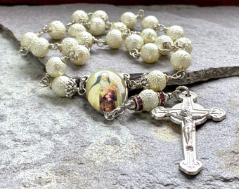 Chaplet of Saint Therese, Saint Therese of Lisieux, prayer chaplet, wire wrapped, Rosenkranz-Atelier