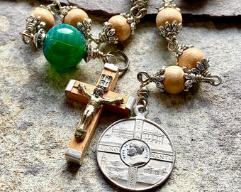Single decade rosary beads with antique medal, Anno Santo, Pope Pius XI, open Tenner, Holy Year 1933, one of a kind, Rosenkranz-Atelier