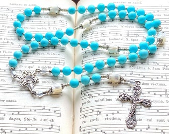 Sterling silver large rosary, Immaculate conception, catholic heirloom, gift for godmother, catholic woman trad catholic, Rosenkranz-Atelier