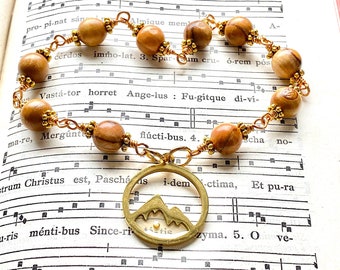 Single decade rosary, Faith can move mountains, mustard grain, olive wood from the Holy Land, catholic rosary beads, Rosenkranz-Atelier