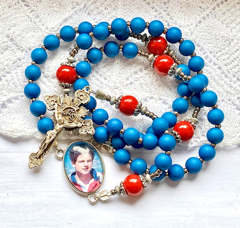 Large rosary Blessed Carlo Acutis, catholic, handmade, rosary for men, confirmation gift, catholic prayer beads, Rosenkranz-Atelier image 1