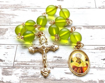 Single decade rosary Saint Nicholas, open tenner rosary chaplet, Patron Saint of children, catholic rosary beads , by Rosenkranz-Atelier