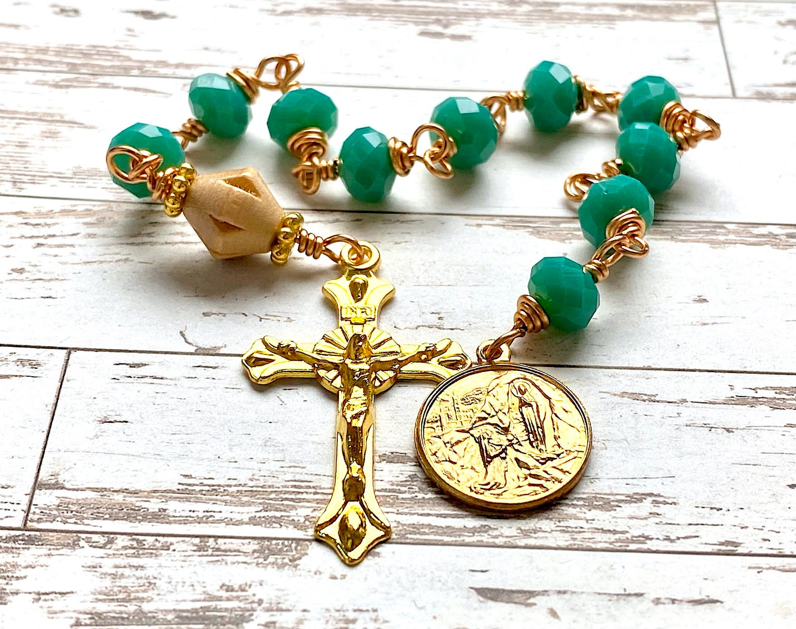 Single Decade Lourdes Rosary Vintage Our Lady of Lourdes Gold - Etsy
