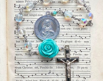 Vintage single decade rosary beads, open Tenner, Notre Dame du Bon Conseil, large and lightweight rosary, Sacred Heart, Rosenkranz-Atelier
