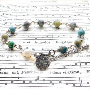 Rosary bracelet vintage pilgrim medal Our Lady of Einsiedeln, catholic prayer beads, catholic gift jewelry, gift for her, Rosenkranz-Atelier