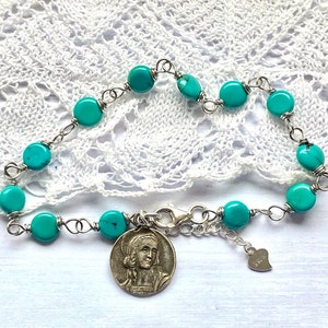 Sterling silver catholic bracelet, Guardian Angel, Mary Magdalene, catholic women gift, catholic jewelry, confirmation, Rosenkranz-Atelier image 3