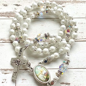 Baptism rosary, small rosary beads, handmade, catholic gift, baptism gift, white rosary, Rosenkranz-Atelier image 9