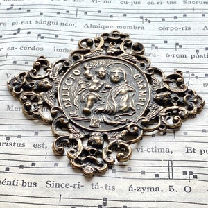 Our Lady of Carmel Medal: Large Hand Cast Antique Bronze Replica