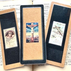 Set van 3 katholieke vastentijd-bladwijzers, handgemaakte bladwijzers, heilige kaarten, handgemaakte collage, katholiek gebedsleven, Rosenkranz-Atelier