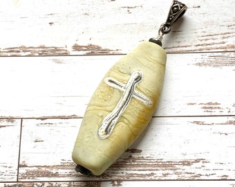 Cross pendant, handmade lampwork, glass cross, pendant, one of a kind, cross,  Rosenkranz-Atelier