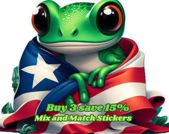 Coqui Puerto Rican Flag Vinyl Sticker, Laptop Decal
