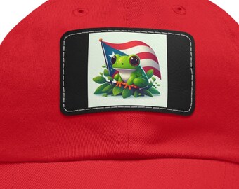 Puerto Rican Flag Cap, Coqui Frog Patch, Boricua Pride Hat