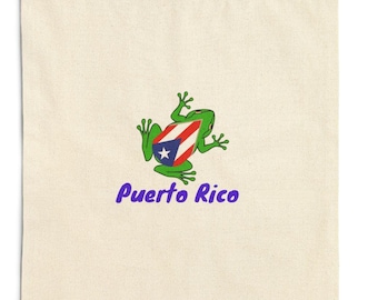 Puerto Rico Coqui Frog 100% Cotton Canvas Tote Bag