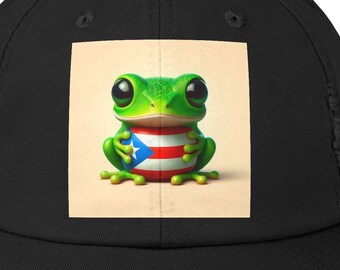 Puerto Rican Frog Distressed Cap, Boricua Pride Hat