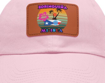 Boricua Pride Dad Hat, Faux Leather Patch