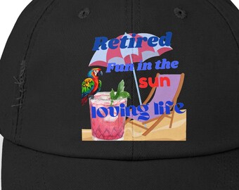 Beach Retirement Distressed Cap, Cruising Senior Life Hat