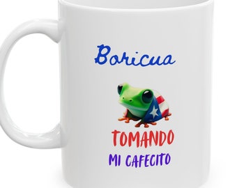 Ceramic Coffee Mug With Puerto Rican Flare | Puerto Rican Mug with Image of PR Coqui | Island  Coffee Mug | Christmas Java PR Mug Gift