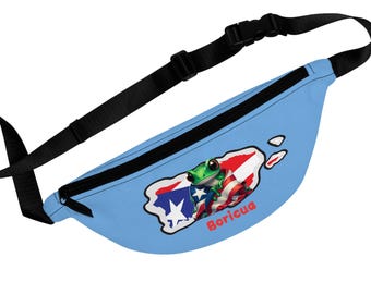 Puerto Rico Fanny Pack, Boricua Coqui Frog Print, Travel Waist Bag