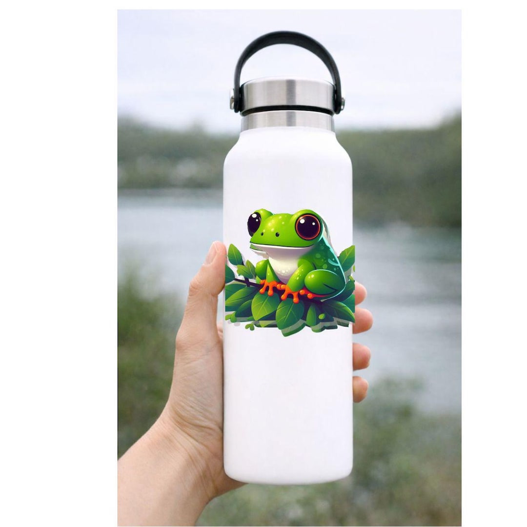 Green Frog Vinyl Sticker | Waterproof Laptop Decal - Etsy