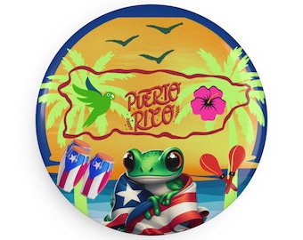 Imán redondo del orgullo puertorriqueño, decoración de cocina