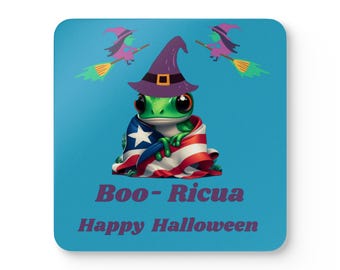Halloween Coqui Coaster Set, Puerto Rican Boo-Ricua Party