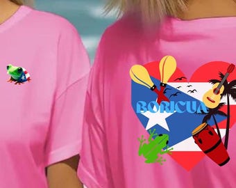 Puerto Rican T-Shirt, Boricua Coqui Island Life Design