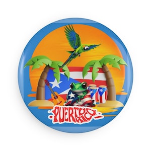 Puerto Rican Pride Button Magnet, Round (1 & 10 pcs) - National Puerto Rican Day Parade, Patriotic Fridge Decor, Hispanic Heritage Gift,
