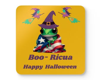 Halloween Boo-Ricua Coaster Set, Puerto Rican Party Decor